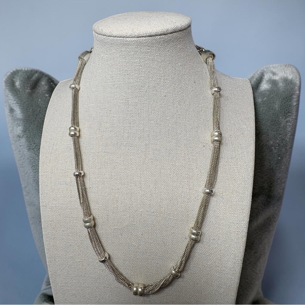 Dana Buchman Vintage Silver-Tone Mesh Bead Necklace